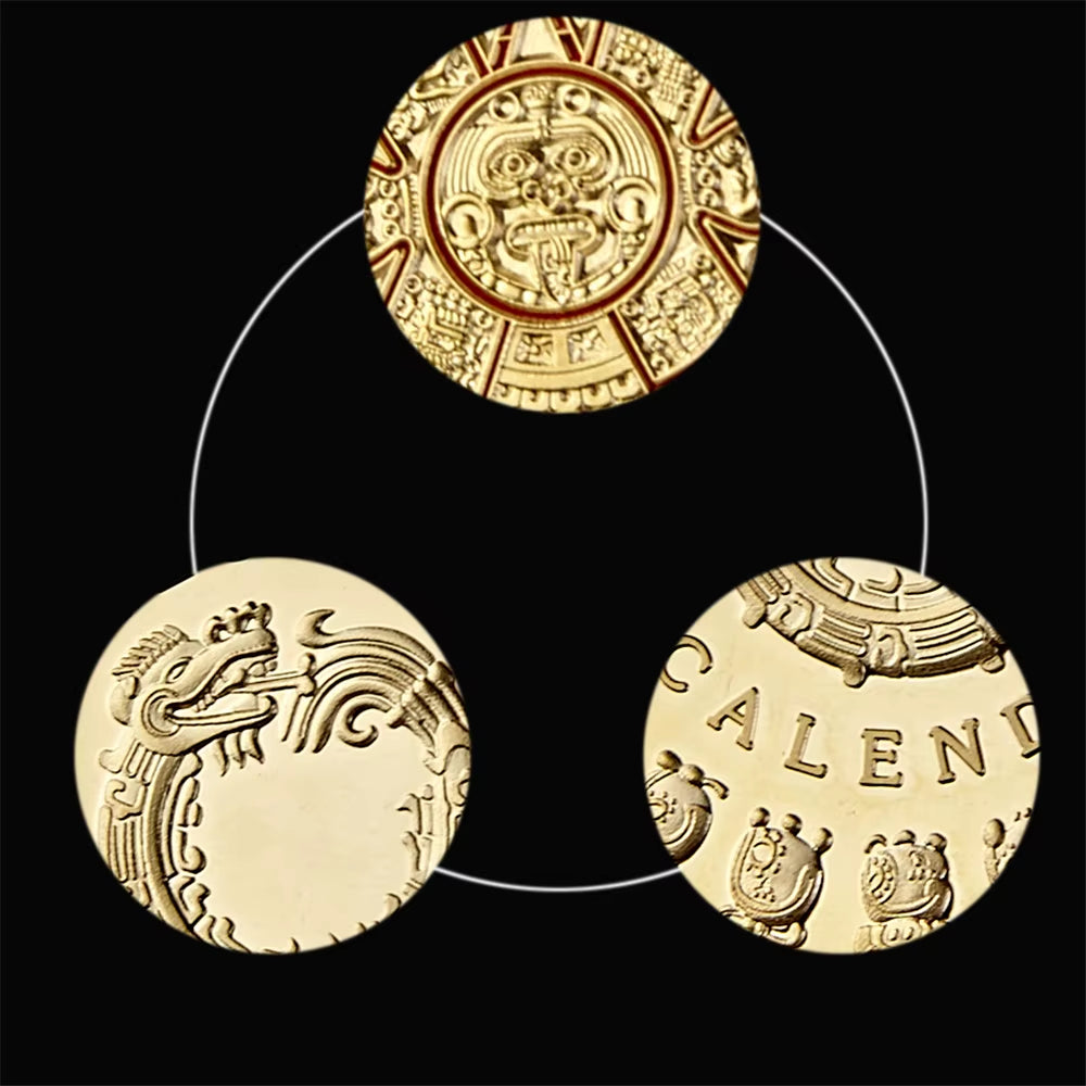Mexico Mayan Aztec Calendar Art Prophecy Culture 1.57"*0.12" Gold Coins Collectibles