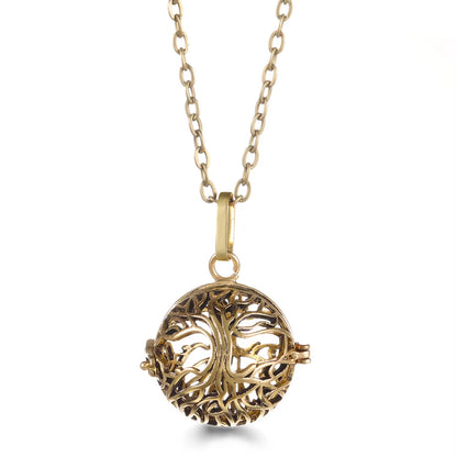 Mexico Chime Music Angel Ball Tree of Life Bronze Cage Necklace Aromatherapy Essential Oil Diffuser Caller Pendant Accessories