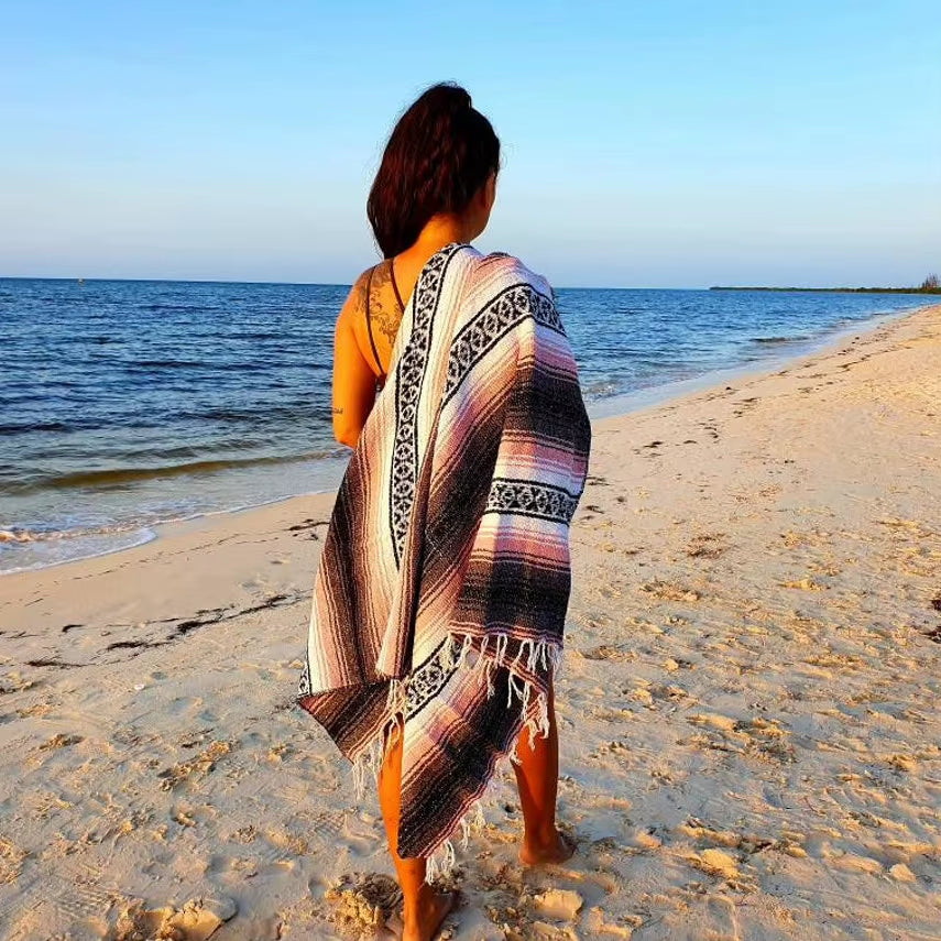 Mexico Beach Blanket Cover Outdoor Decor Sofa Leisure Blanket Bedspread Outdoor Camping Picnic Mat Bohemian Tapestry Rug