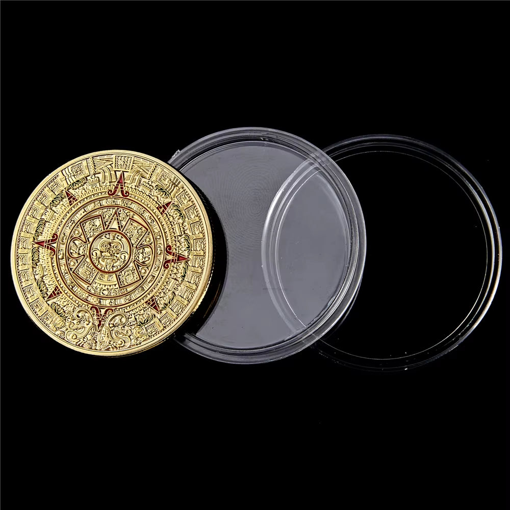 Mexico Mayan Aztec Calendar Art Prophecy Culture 1.57"*0.12" Gold Coins Collectibles