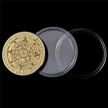 Mexico Mayan Aztec Calendar Art Prophecy Culture 1.57"*0.12" Gold Coins Collectibles