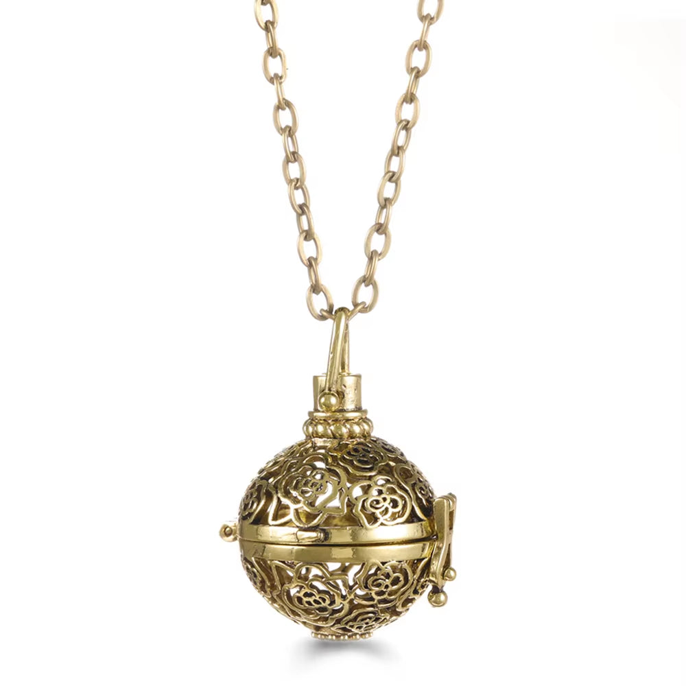 Mexico Chime Music Angel Ball Tree of Life Bronze Cage Necklace Aromatherapy Essential Oil Diffuser Caller Pendant Accessories