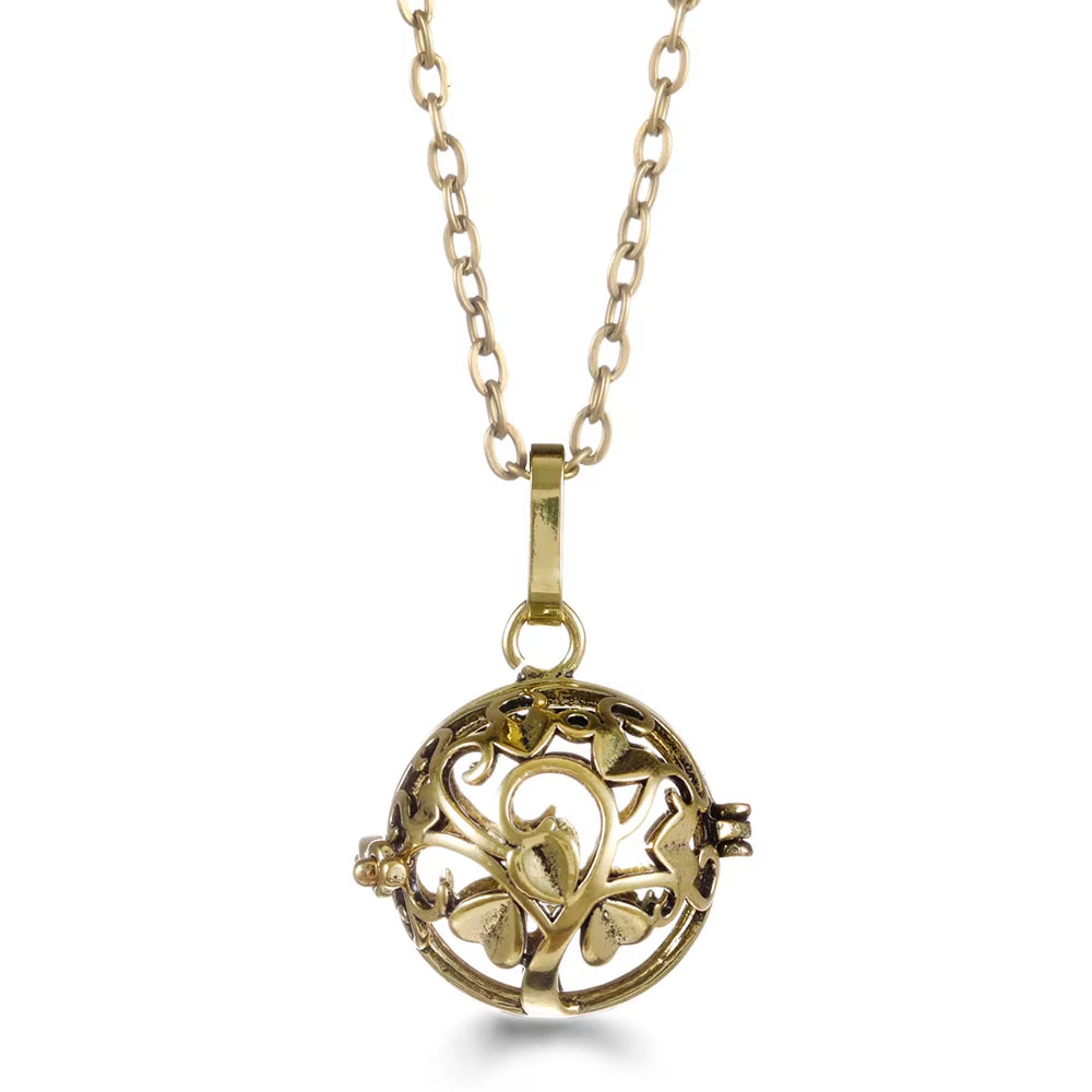 Mexico Chime Music Angel Ball Tree of Life Bronze Cage Necklace Aromatherapy Essential Oil Diffuser Caller Pendant Accessories