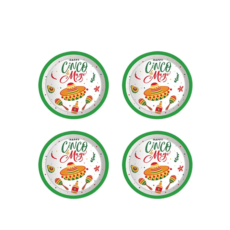Mexico Fiesta Cactus Theme Party Disposable Tableware Paper Plates Cup Napkins Taco Balloon Mexican Party Favors Decor Supplies