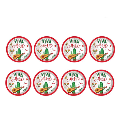 Mexico Fiesta Cactus Theme Party Disposable Tableware Paper Plates Cup Napkins Taco Balloon Mexican Party Favors Decor Supplies