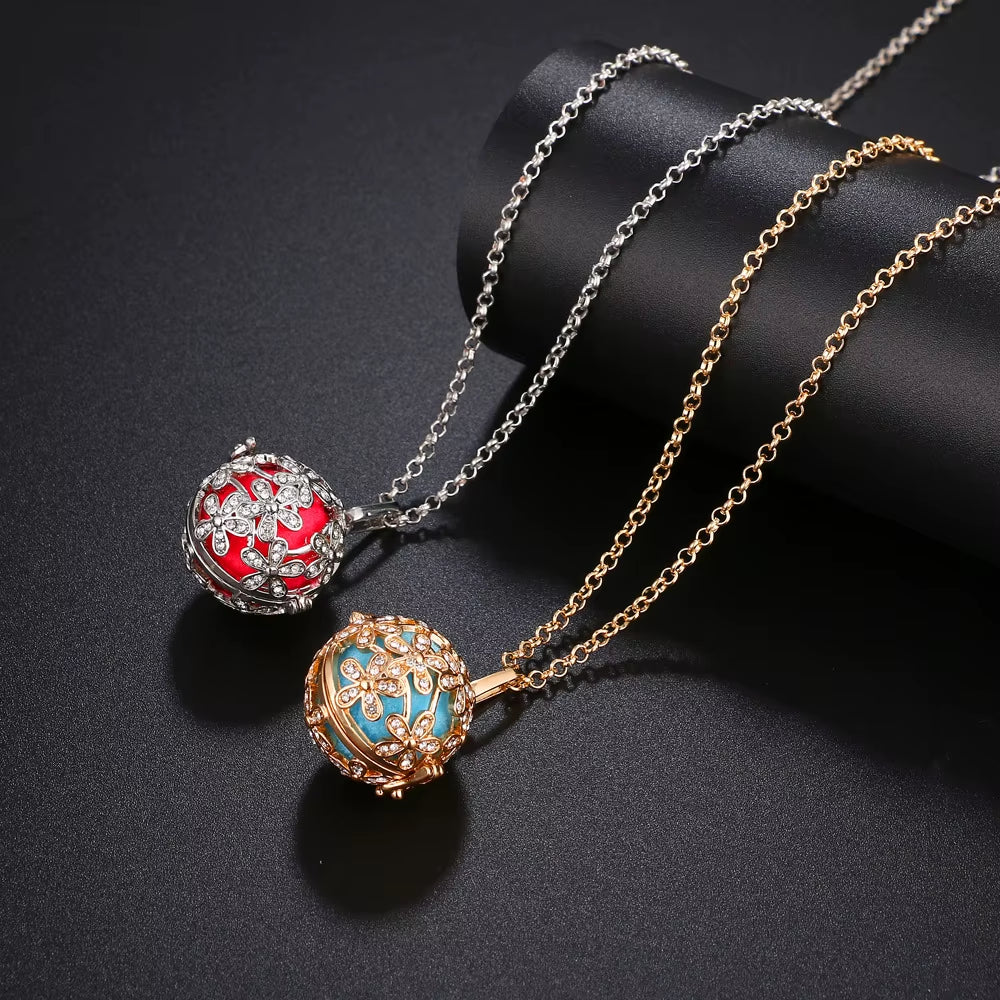 Mexico Chime Music Angel Ball Tree of Life Bronze Cage Necklace Aromatherapy Essential Oil Diffuser Caller Pendant Accessories