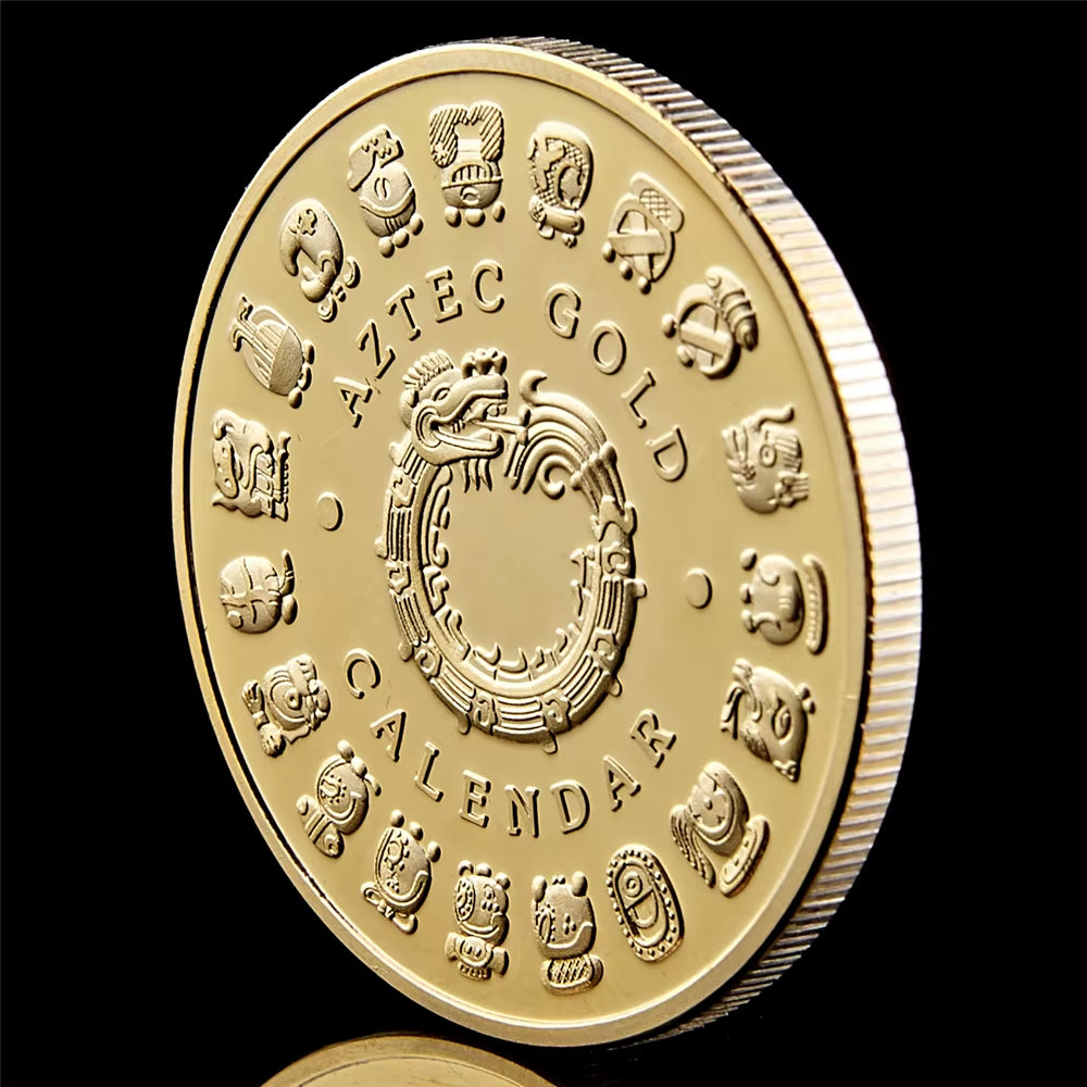 Mexico Mayan Aztec Calendar Art Prophecy Culture 1.57"*0.12" Gold Coins Collectibles