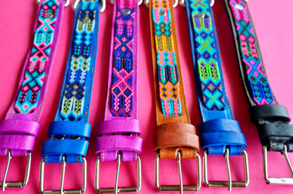 Large Leather Dog Collar | Woven Nylon Dog Collar | Fiesta Collar | Handmade Mexican Dog Collar | Large Dog Accessory